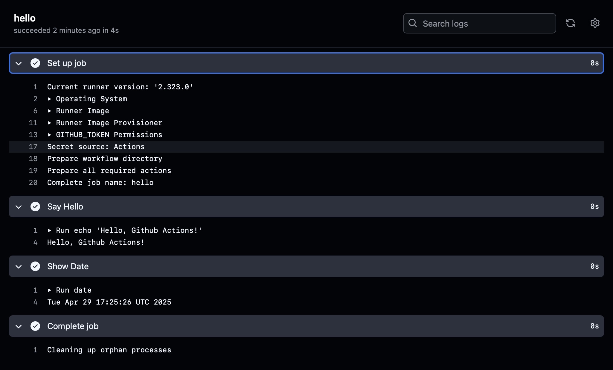 actions from github
